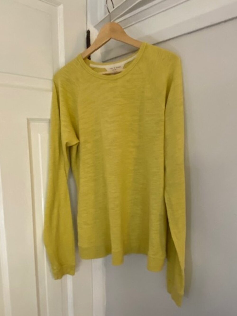 Rag & Bone Mens long Sleeve T Shirt Small 100% Cotton Handmade Mustard Yellow